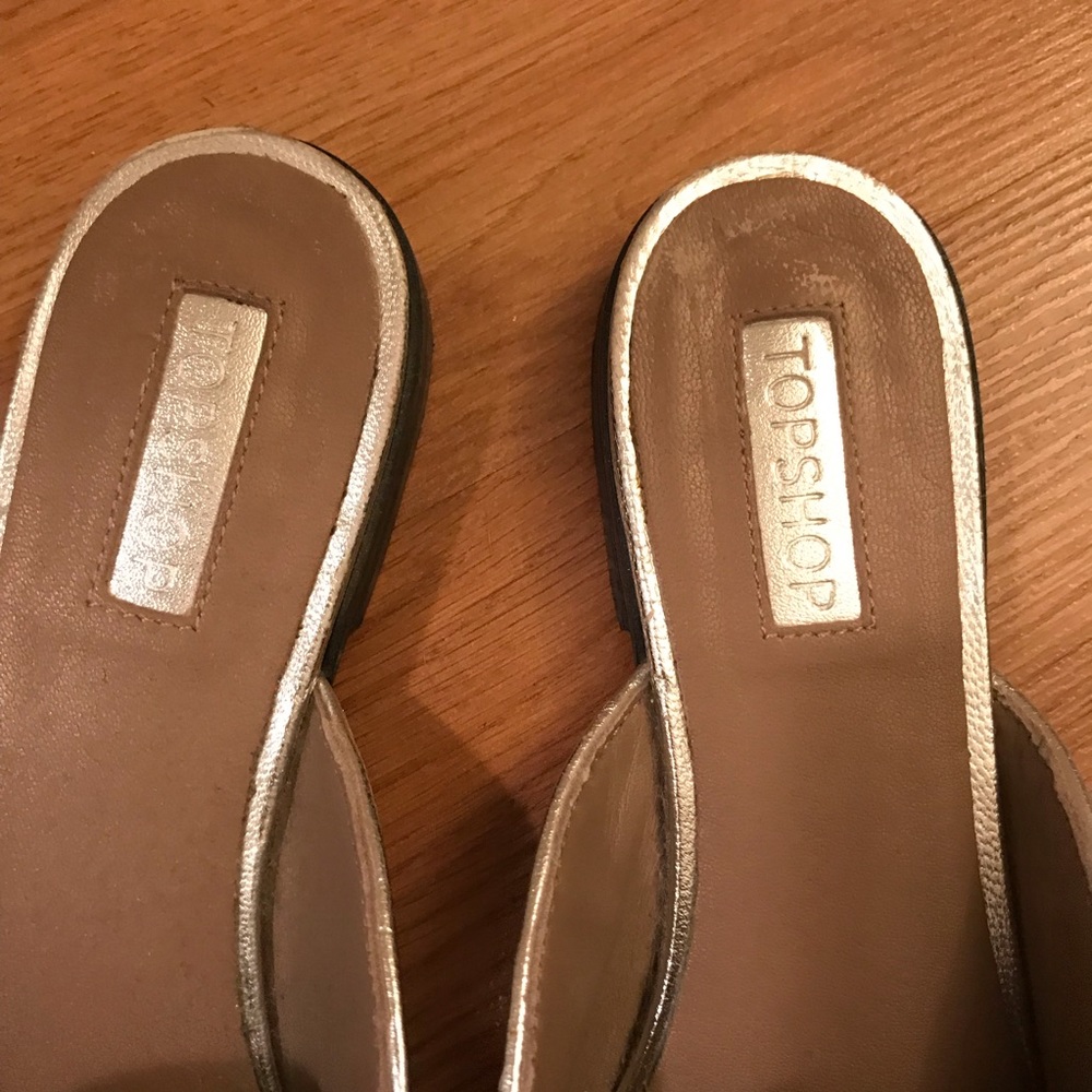 Topshop silver metallic slip on loafers - Picture 2 of 5